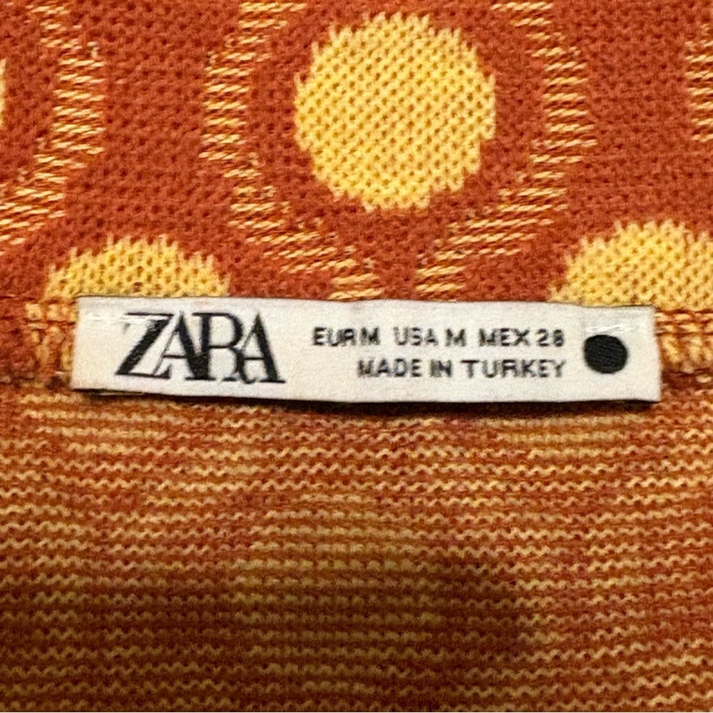 Zara Women’s Medium Orange and Yellow A-Line Skirt - Picture 5 of 9